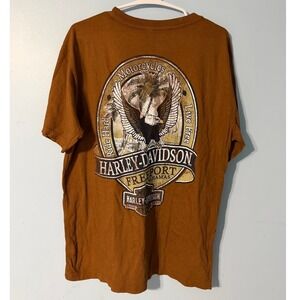 Harley-Davidson Men's Medium Freeport Bahamas Eagle Graphic T-Shirt Brown 0781